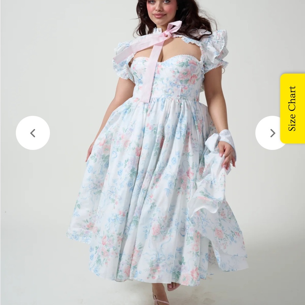 Selkie Pastel Floral Maxi Dress in Light Blue and Pink